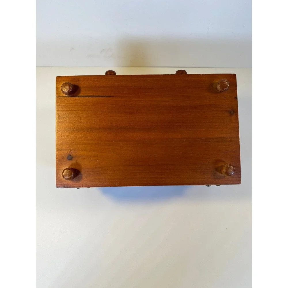Singer Wooden Accordion Sewing Basket Cantilever Box Cherry Finish Vintage Style